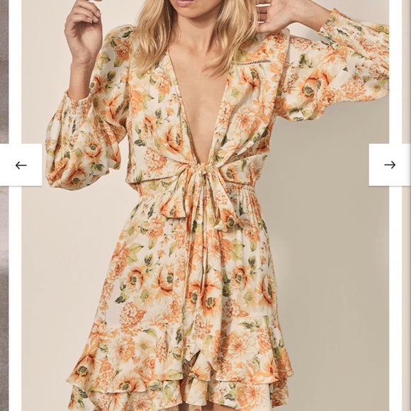 Kivari - Everly Tie-front Mini Dress - White Floral - Picture 2 of 5